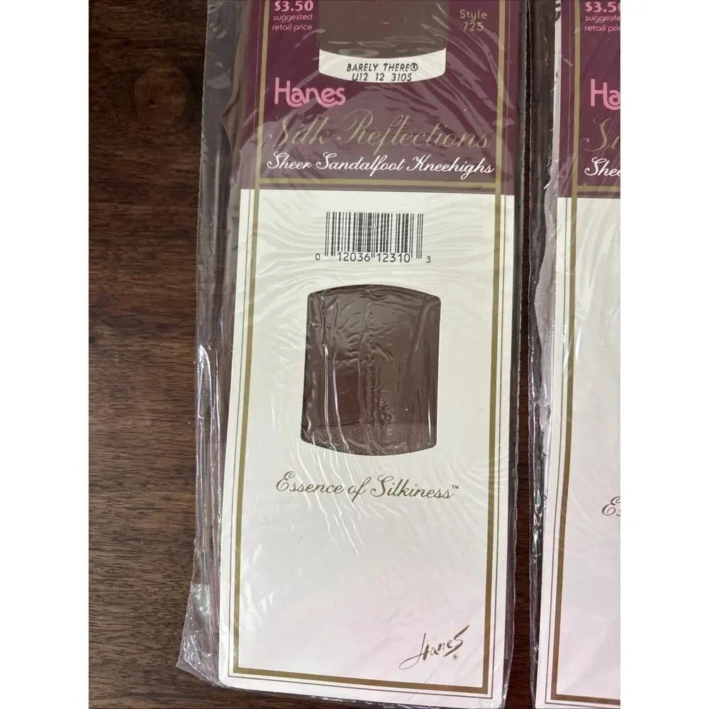Hanes Silk Reflections Knee highs Pack of 2 Pairs Pearl Reinforced Toe Lot of 4